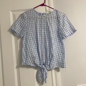 Madewell gingham button back tie tee top